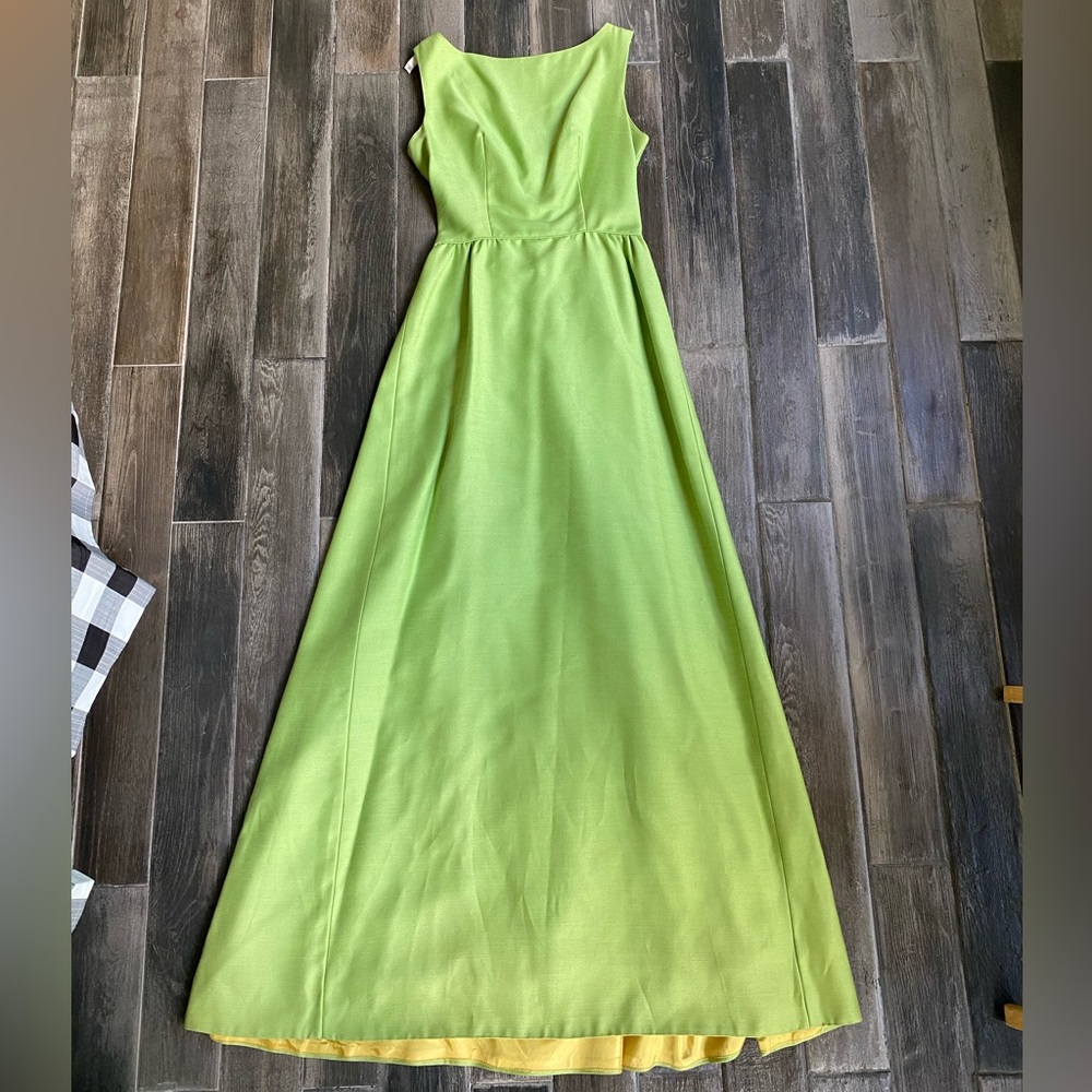 Vintage pastel lime green 60s formal dress
